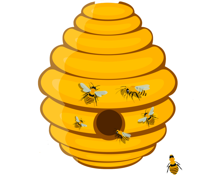 Illustrative graphic depiction of a golden beehive